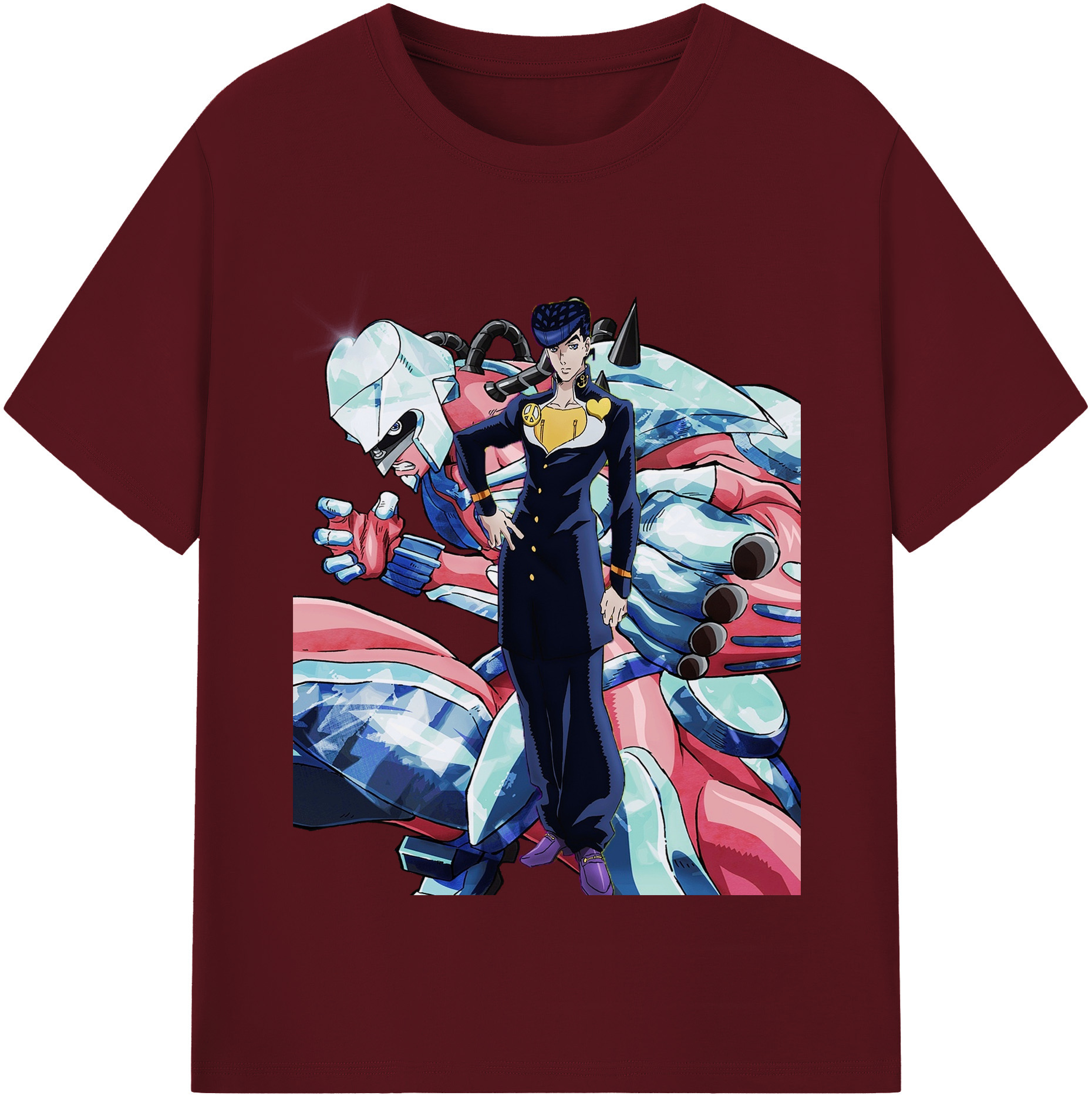（画像用） ジョジョの奇妙な冒険 ひがしかた じょうすけ JoJo's Bizarre Adventure Higashikata Josuke 綿100％半袖Tシャツ（フロントプリント）